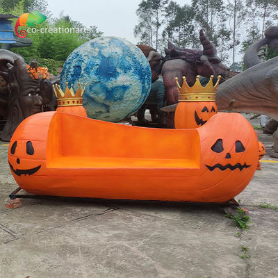 satın al Halloween Bayramı Dekorasyonu İçin Özelleştirilebilir Cam Elyafı Animatronik Balkabağı Benchi online manufacture