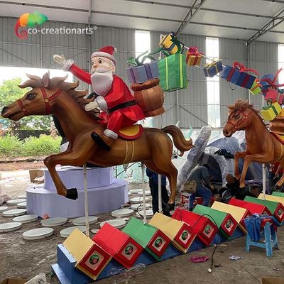 İyi bir fiyat. Eğlence Parkı için Noel Dekorasyon Santa Horse Reçine Hediye Kutusu Zigong Fener çevrimiçi