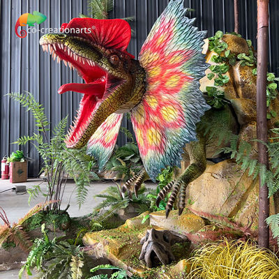 İyi bir fiyat. Simülasyon Yaşam Boyutu Animatronik Dinozor Dilophosaurus Eğlence Parkı için çevrimiçi