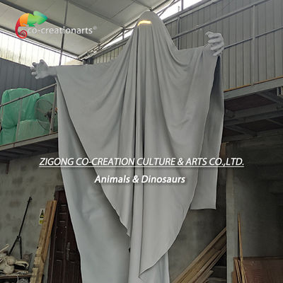 Gizemli Pelerinli Figür Fiberglas Heykeli, Işıklı Alın
